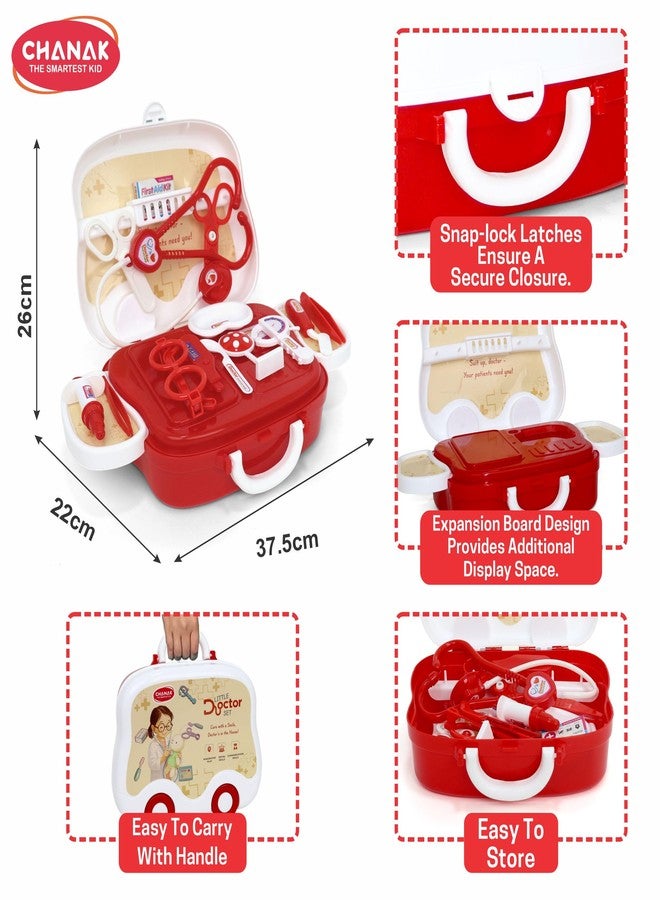 Chanak 15 Piece Little Doctor Premium Playset for Kids, Doctor Set with Various Instruments, Pretend Play Doctor Set with Foldable Suitcase for Boys & Girls (Red & White) - Image 4